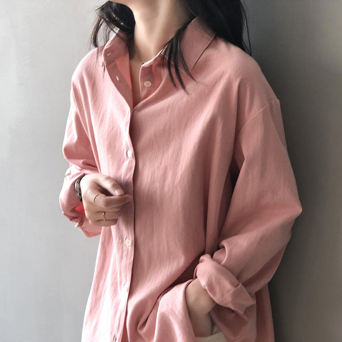 Color-Simple Graceful Shirt Women Spring Loose Casual Shirt-Fancey Boutique