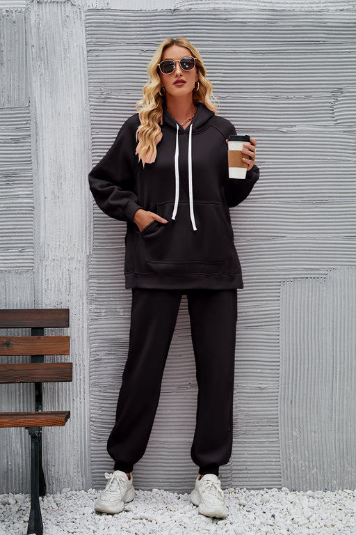 Color-Arrival Casual Loose Fitting Hoodie Top Ankle Tied Trousers Sweater Suit for Women-Fancey Boutique