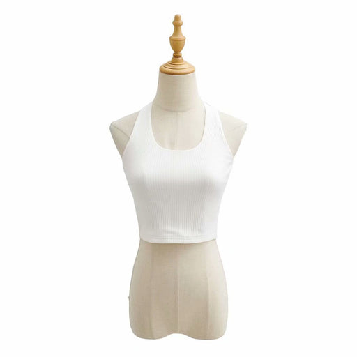 Color-White-Spring New Women Clothing Fashion Solid Color Double Layer Halter Slim Fit Small Tank Top Top-Fancey Boutique