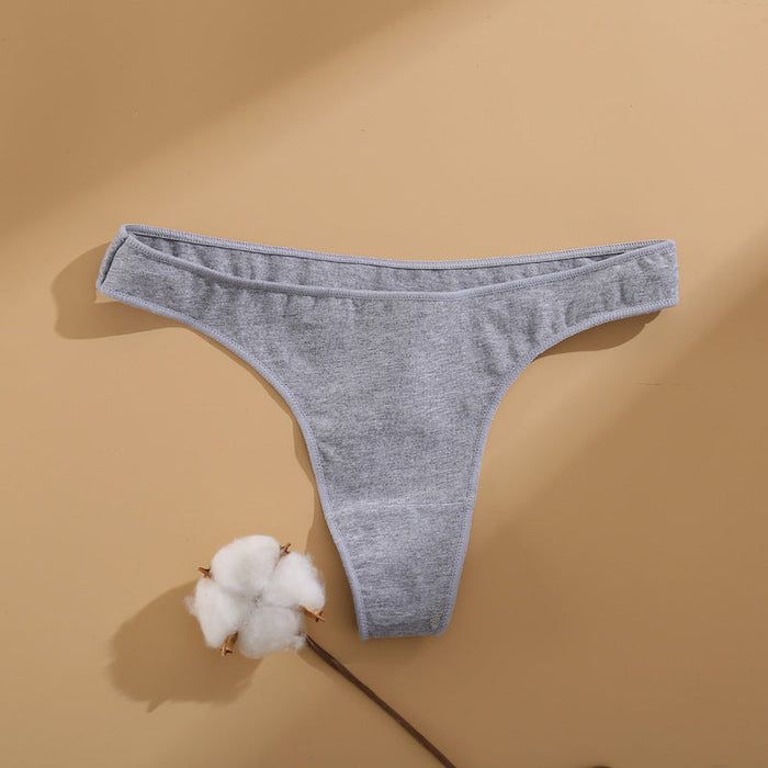 Color-Light Gray-Women T-Back Basic Cotton Underwear Solid Color Sexy High Split Briefs-Fancey Boutique