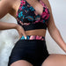 Color-Swimsuit Women Split Boxer Solid Color Printing Bikini Stitching Bikini Swimsuit-Fancey Boutique