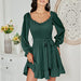 Color-Early Spring Chiffon Dress Women Ruffled V neck Fitted Waist Sweet A line Dress-Fancey Boutique