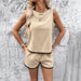 Color-Women Clothing Spring Summer Casual Sleeveless Top Shorts Suit-Fancey Boutique