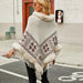 Color-Autumn Winter Cape Shawl Fur Collar Beaded Tassel Hem Sweater Women-Fancey Boutique