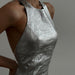 Color-Summer Faux Leather Dress Women Silver Sexy Backless Hip Dress-Fancey Boutique