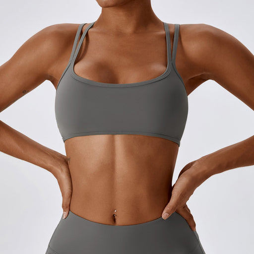 Color-Far Mountain Gray-Tight Back Yoga Bra Quick Drying Running Exercise Underwear Nude Feel Fitness Yoga Wear-Fancey Boutique