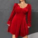 Color-plus Size Women Clothes Autumn Winter Waist Controlled Large Hem Short Dress Long Sleeve Velvet Party Dress-Fancey Boutique