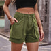 Color-Army Green-Women Clothing Elastic Waist Workwear Denim Casual Shorts-Fancey Boutique