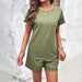 Color-Suit Spring Summer Solid Color Casual Short Sleeved Shorts Suit-Fancey Boutique