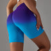 Color-Violet Color-Seamless Abdominal Pants High Elastic Gradient Color Peach Hip Tight Sports Yoga Pants High Waist Workout Shorts-Fancey Boutique