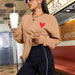 Color-Gold-Casual Love Heart Line Letter Graphic Print round Neck Long Sleeve Sweater Sweatshirt-Fancey Boutique