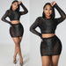 Color-Summer Women Clothing Sexy Mesh Drilling See through Long Sleeve Short Dress Two Piece Set-Fancey Boutique