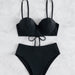 Color-Black-Mermaid Sexy Bikini Swimsuit Solid Color Underwire Shell Split Swimsuit-Fancey Boutique