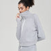 Color-Fog Heather Gray-Autumn Winter Yoga Wear Coat Women Loose Top Half Zipped Stand Collar Finger Lock Workout Long Sleeve Sweater Women-Fancey Boutique