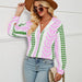 Color-Pink-Women Bohemian Collared Shirt Striped Shirt Casual Women Top-Fancey Boutique