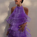 Color-violet-Women Tassel Halter Backless Dress-Fancey Boutique