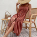 Color-Summer Women Clothing Cotton Linen Solid Color Strap Cardigan Dress-Fancey Boutique