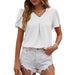 Color-White-Summer Women Clothing Casual V neck Chiffon Shirt Floral Bud Sleeve Top-Fancey Boutique