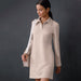 Color-Autumn Winter Polo Collar Dress Basic Khaki Long Sleeve Slim Fit Hip Wrapped Short Dress-Fancey Boutique