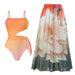 Color-Gradient Suit-Long Skirt-One Piece Swimsuit Women Skinny Slimming Retro Tied Swimsuit Suit Chiffon Swimsuits-Fancey Boutique