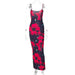 Color-Red-Printed U Neck Strap Slim Fit Sexy Women Dress-Fancey Boutique