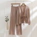 Color-Two Piece Dress Knitted Sweater Solid Color Casual Coat Woven Belt H Type-Fancey Boutique