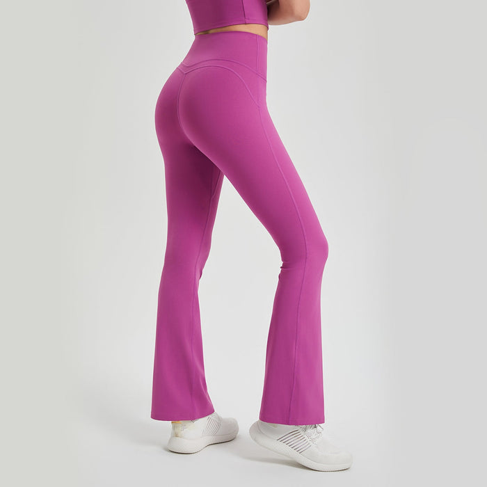 Color-Antibacterial Wear Free Underwear High Waist Peach Hip Raise Yoga Pants Anti Curling Outer Wear Running Workout Pants Fitness Bootcut Trousers-Fancey Boutique