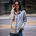 Color-Women Autumn Winter Casual Waffle Knitted Jacket Loose Plaid Boyfriend Shirt-Fancey Boutique