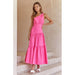 Color-Spring Summer One-Shoulder Knotted Solid Color Fresh Long Sweet Dress-Fancey Boutique