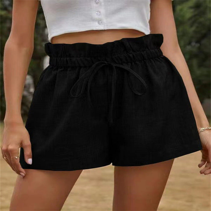 Color-Casual Comfortable Shorts for Women Summer High Waist Lace-up Loose Wide Leg Pants Women-Fancey Boutique