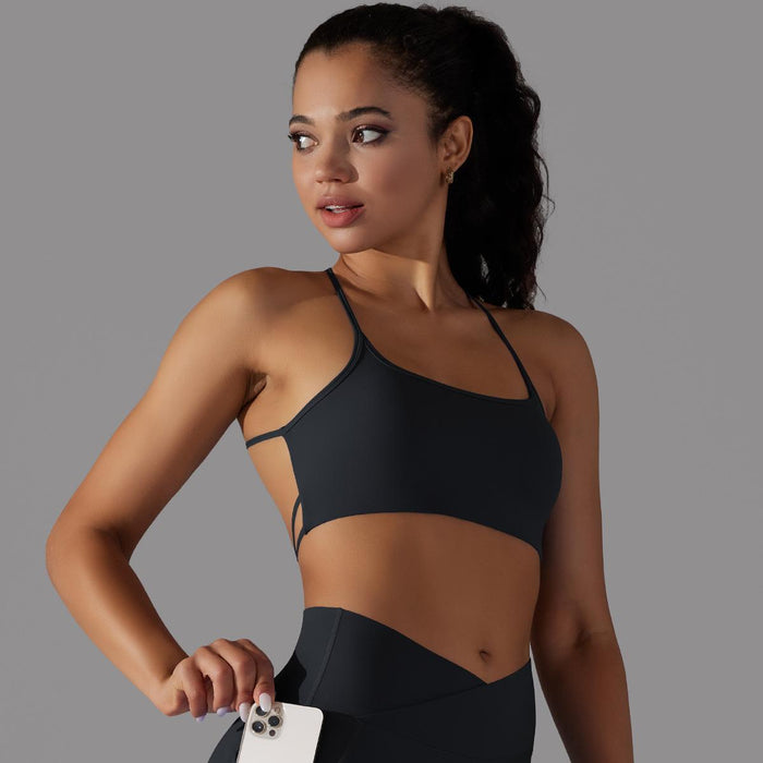 Color-Black-Sports Underwear Push up Cross Sexy Beauty Back Strap Yoga Bra Running Workout Vest-Fancey Boutique