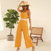 Color-Women Clothing Summer Tube Top Solid Color Strap Casual Wide Leg Loose Jumpsuit Trousers for Women-Fancey Boutique