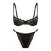 Color-Black-Sexy Underwear Women Stretch Satin Satin Satin Lace Edge Bra Set-Fancey Boutique