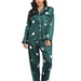 Color-Green Wave Point-Home Wear Suit Pajamas Women Satin Cardigan Long Sleeve Long Sleeve Autumn-Fancey Boutique