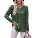 Color-Army Green-Women round-Neck Puff Sleeve Brushed Sunken Stripe Solid Color Upper Clothes Long Sleeves T-shirt-Fancey Boutique