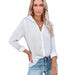 Color-White-Women Clothing Autumn Winter Casual Loose Long Sleeve Buckle V neck Shirt Top-Fancey Boutique