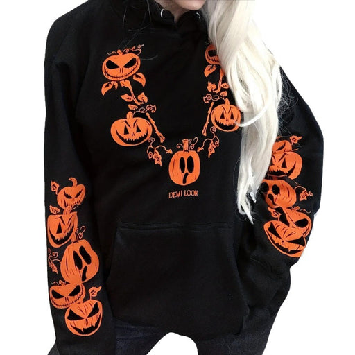 Color-Arrival Halloween Women Top Wansheng Pumpkin Head Printed Hoodie Women-Fancey Boutique