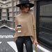 Color-Autumn Women Wear Mid Length Solid Color Turtleneck Sweater-Fancey Boutique