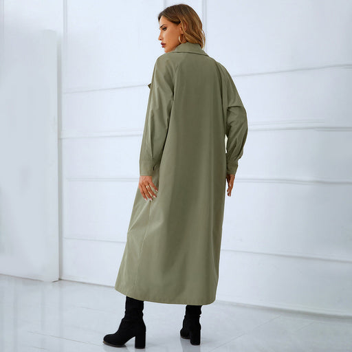 Color-Autumn Winter Women Clothing British Elegant Graceful Double Breasted Slimming Mid Length Trench Coat-Fancey Boutique