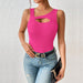 Color-Women Clothing Slim Fit Sexy Knitted Solid Color Hollow Out Cutout Vest T shirt Top-Fancey Boutique