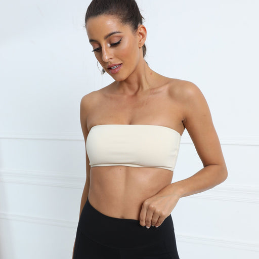 Color-Ivory-Autumn Yoga Bra Strapless Tube Top Yoga Clothes Beauty Back Exercise Workout Bra-Fancey Boutique