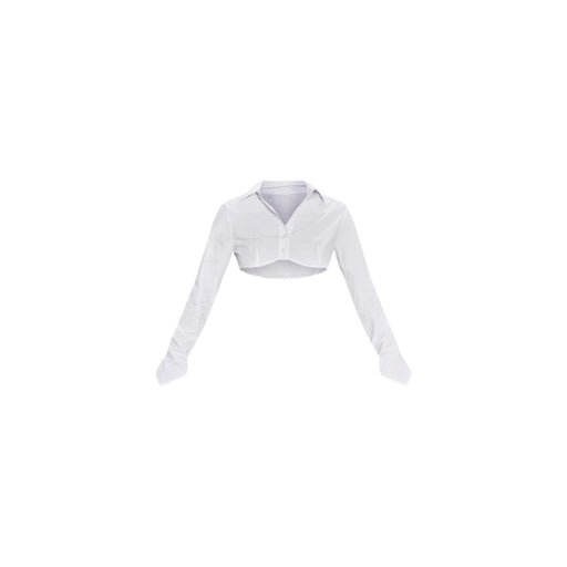 Color-White-Sweet Sexy Sexy Solid Color Women Clothing Ultra Short cropped Shirt Women-Fancey Boutique