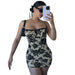 Color-Fall Women Clothing Backless Strap Slim Fit Vintage Printed Sheath Dress-Fancey Boutique