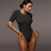 Color-Black-Summer Women Clothing Casual Half-Sleeve Base Top Tight Sexy Bodysuit-Fancey Boutique