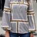 Color-Khaki-Autumn Winter Women Clothing Lantern Sleeve Printed Shirt-Fancey Boutique