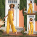 Color-Summer Trousers without Belt Straight Yellow Adult Office Pure High Waist Jumpsuit-Fancey Boutique