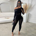 Color-Black-Sexy Sexy Hollow Out Cutout Seamless Knitted Jacquard Integrated High Elastic Jumpsuit Women-Fancey Boutique