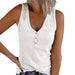 Color-White-Summer Women Button Vest Solid Color V-neck Sleeveless T-shirt Top-Fancey Boutique