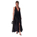 Color-Women Clothing Popular Elegant Pleated Halter Solid Color Dress-Fancey Boutique