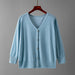 Color-Blue-Ice Silk Cardigan Women Thin Coat Small Waistcoat Outerwear Fashionable Sweater Women-Fancey Boutique